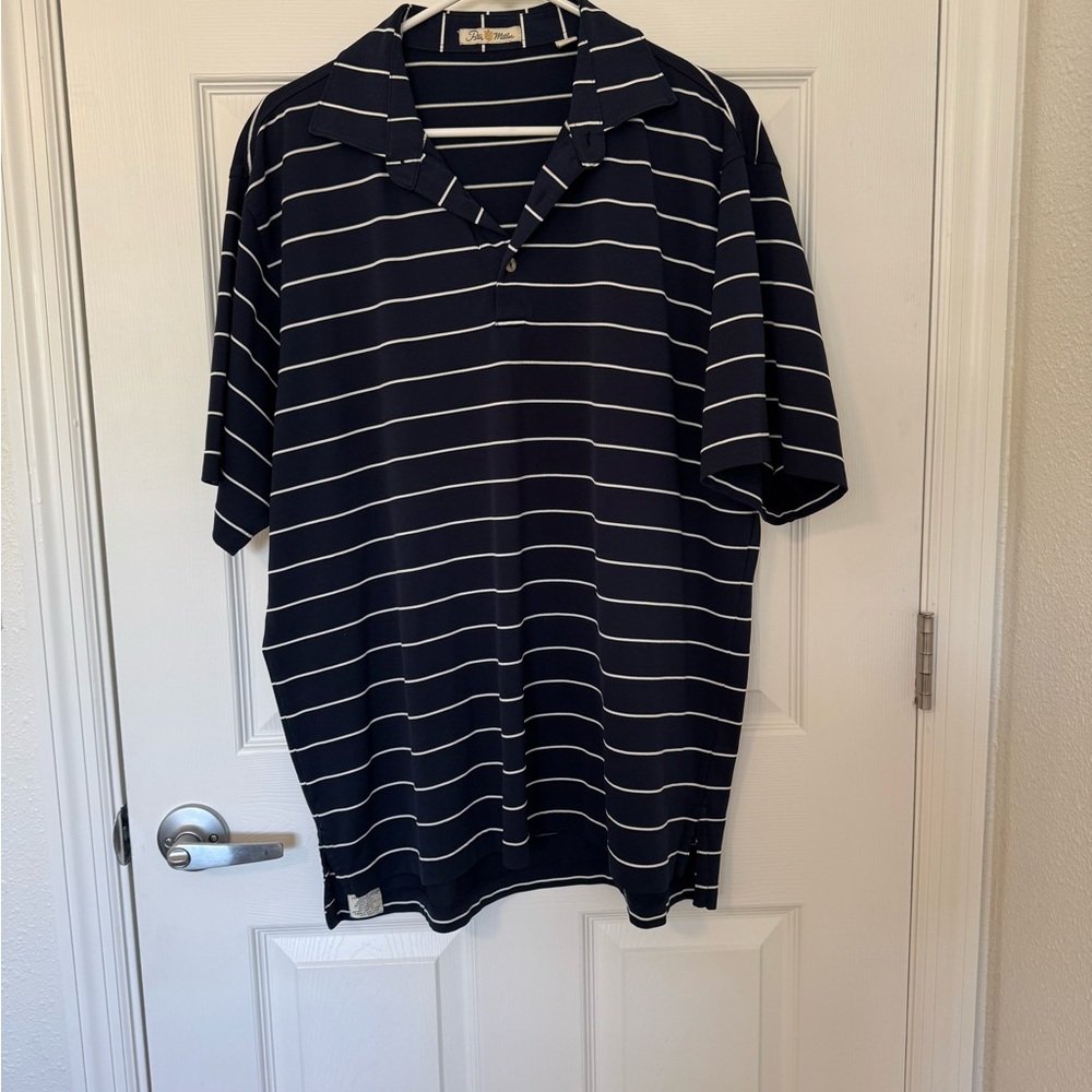 Peter Millar Navy Striped Men's XL Polo Shirt